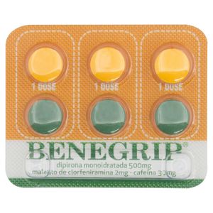 Benegrip 500mg + 30mg + 2mg com 6 Comprimidos Revestidos