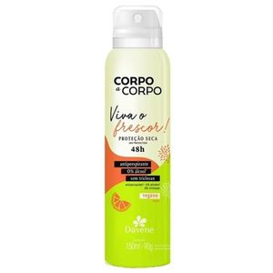 Desodorante Corporal Antiperspirante Davene Corpo a Corpo Frescor Aerossol 150ml