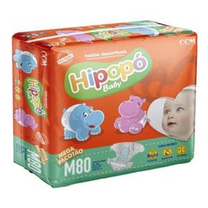 Fralda Hipopó Baby Mega M com 80 Unidades