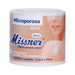 Esparadrapo Missner Micropore 2,5cm X 0,9m Bege com 1 Unidade