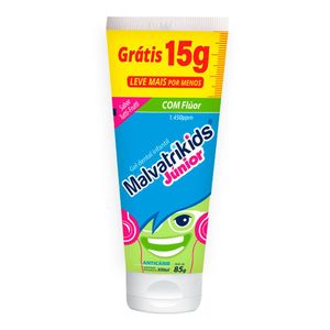Gel Dental Infantil Malvatrikids Júnior 7+ Sabor Tutti-Frutti Pague 70g e Leve 85g