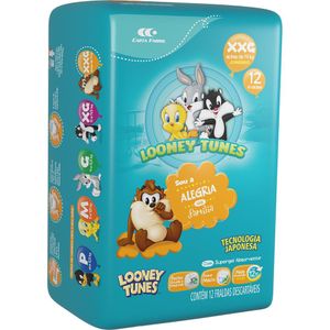 Fraldas Descartáveis Looney Tunes Baby Jumbinho Tamanho XXG com 12 Unidades