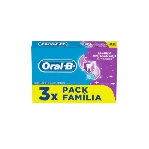 Creme Dental Oral-B Escudo Antiaçúcar com 3 Unidades com 70g