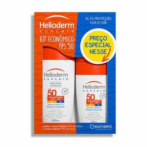 Kit Econômico Helioderm com 1 Protetor Solar Helioderm Suncare FPS 50 200ml + 1 Protetor Solar Helioderm Suncare FPS 50 120ml