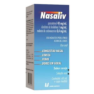 Nasaliv 40mg/ml + 1mg/ml + 0,4mg/ml com Copo Medidor Solução de Uso Oral Frasco 60ml
