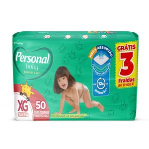 Fraldas Descartáveis Infantis Personal Baby Protect & Sec Tamanho XG Pague 47 e Leve 50 Unidades