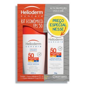 Kit Helioderm Suncare FPS 50 com 1 Protetor Corporal 200ml + 1 Protetor Facial 50g