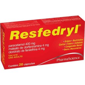 Resfedryl 400mg + 4mg + 4mg com 20 Cápsulas Gelatinosas Duras