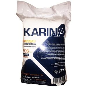 Compressas de Gaze 7,5cm X 7,5cm 9 Fios Karina com 500 Unidades