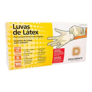 Luvas Descartáveis de Látex com Pó Descarpack G com 100 Unidades