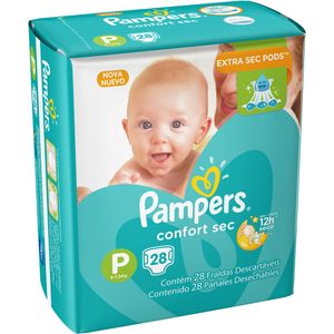 Fralda Descartável Infantil Pampers Confort Sec P Pacote 28 Unidades
