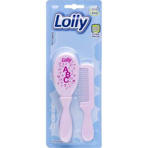 Kit Cabelo Lolly Baby Rosa com 1 Escova + 1 Pente