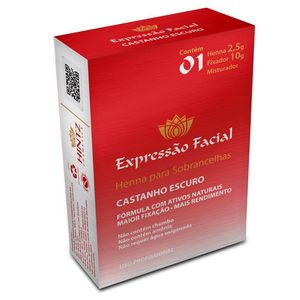 Kit Expressão Facial Henna para Sobrancelha Castanho Escuro 2.5g + Fixador 10ml