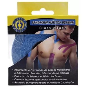 Bandagem Adesiva Elástica Kinesio Pauher 5m X 5cm Azul com 1 Unidade