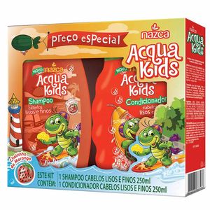 Kit Cabelos Lisos e Finos Acqua Kids com 1 Shampoo 250ml + 1 Condicionador 250ml