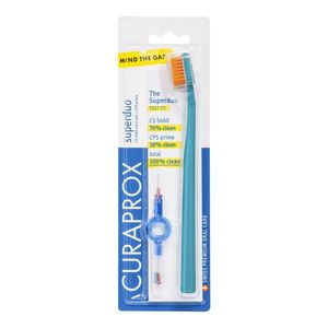 Escova Dental Curaprox Superduo CS5060b com 1 Unidade + 1 Interdental Prime com Suporte