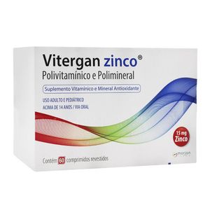 Vitergan Zinco Suplemento Vitamínico e ​Mineral com 60 Comprimidos Revestidos
