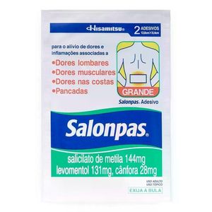 Salonpas Adesivo 144mg + 131mg + 28mg Tamanho 13cm X 8,4cm Envelope com 2 Adesivos Transdérmicos