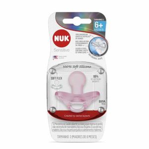 Chupeta Nuk Sensitive Soft Rosa Tamanho 2 com 1 Unidade