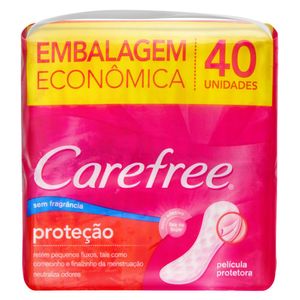 Absorvente Carefree Proteção sem Perfume com 40 Unidades