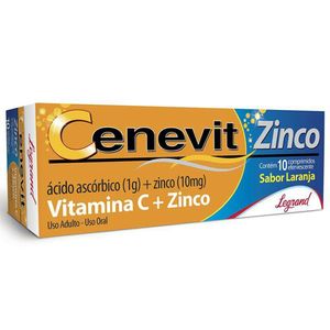 Vitaminas C + Z Cenevit Zinco Legrand com 10 Comprimidos Efervescentes