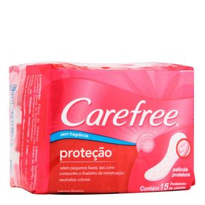 Protetor Diário Proteção sem Perfume Carefree com 15 Unidades