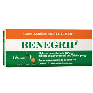 Benegrip 500mg + 30mg + 2mg com 12 Comprimidos Revestidos