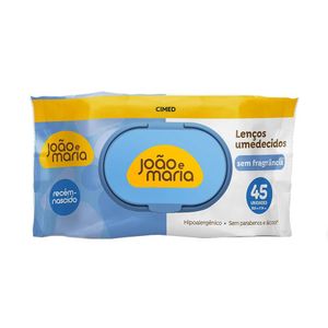 Lenço Umedecido João e Maria Recém-Nascido Sem Fragrância com 45 Unidades