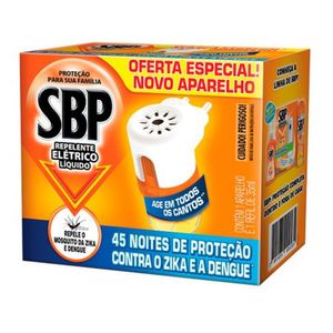 Repelente Elétrico Líquido SBP 45 Noites com 1 Aparelho + 1 Refil 35ml