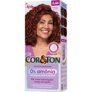 Tintura Creme Cor&Ton 0% de Amônia 6.66 Vermelho Carmin com 1 Unidade