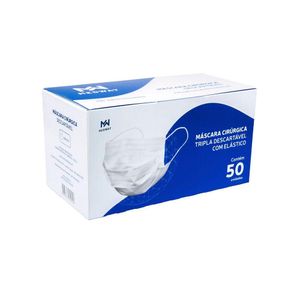 Máscaras Cirúrgicas Triplas com Elástico Medway Cor Branca com 50 Unidades