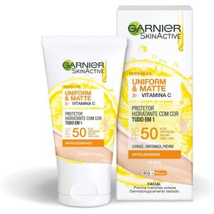 Hidratante Facial Garnier Skinactive Uniform & Matte FPS 50 Clara 40g