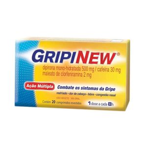 Gripinew 500mg + 2mg + 30mg com 20 Comprimidos