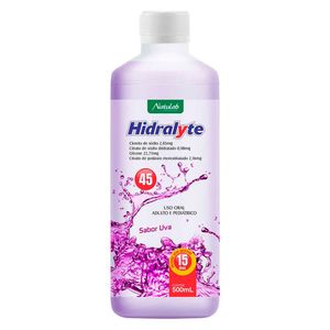 Hidralyte 2,05mg/ml + 0,98mg/ml + 22,75mg/ml + 2,16mg/ml Solução de Uso Oral Sabor Uva Frasco 500ml