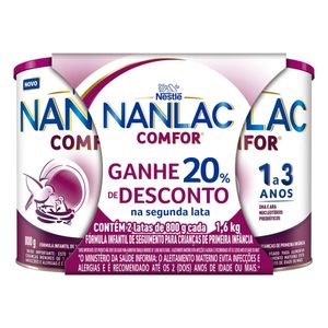 Kit Fórmula Infantil Nanlac Comfor 1 a 3 Anos com 2 Unidades com 800g