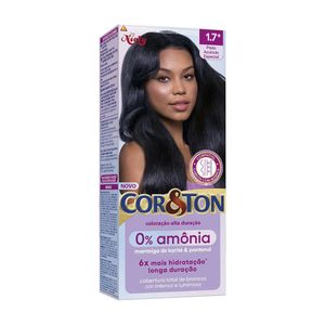 Tinta de Cabelo Permanente Cor&Ton Niely 0% Amônia Cor 1.7 Preto Azulado com 1 Unidade