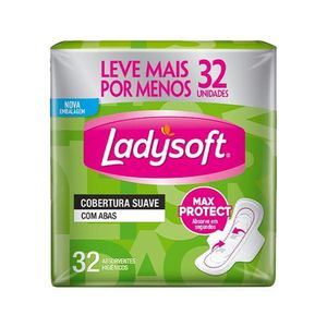 Absorventes Cobertura Suave com Abas Ladysoft com 32 Unidades