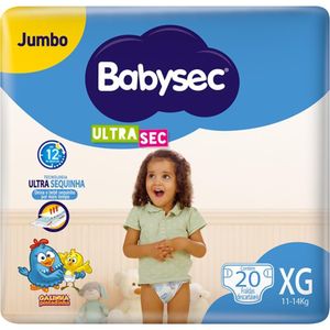 Fraldas Descartáveis Babysec Galinha Pintadinha UltraSec Jumbo Tamanho XG com 20 Unidades