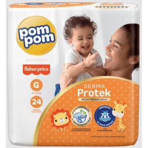 Fralda Infantil Pom Pom Derma Protek G com 24 Unidades