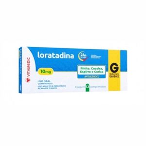 Loratadina Vitamedic 10mg com 12 Comprimidos