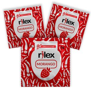 Gel Lubrificante Íntimo Rilex Morango com 3 Unidades com 5g