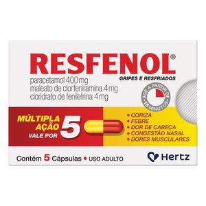 Resfenol 400mg + 4mg + 4mg com 5 Cápsulas Duras