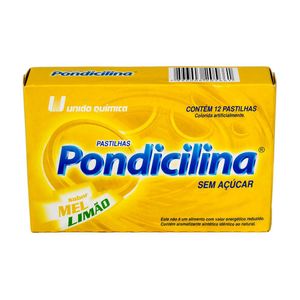 Pondicilina 1,25mg + 1,25mg Sabor Mel e Limão com 12 Pastilhas