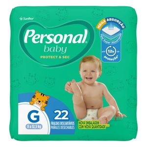 Fraldas Descartáveis Personal Baby Protect & Sec Tamanho G com 22 Unidades