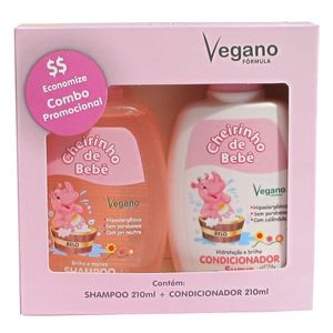 Kit Infantil Cheirinho de Bebê Rosa com Shampoo 210ml + Condicionador 210ml