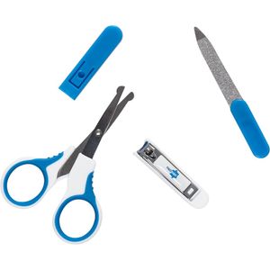 Kit Neopan Manicure Infantil Azul com 1 Tesoura + 1 Capa Protetora + 1 Cortador de Unhas + 1 Suporte para Cortador de Unhas + 1Lixa