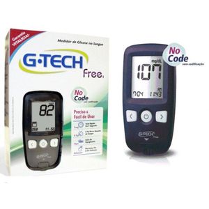 Kit Medidor de Glicose G-Tech Free com 10 Tiras + 10 Lancetas + 1 Lancetador