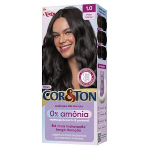 Kit Coloração Creme Niely Cor&Ton 1.0 Preto Intenso com 1 Unidade