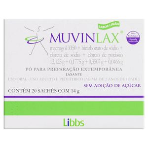 Muvinlax 13,125g + 0,1775g + 0,0466g + 0,3507g Pó para Preparo Extemporâneo de Uso Oral com 20 Sachês com 14g