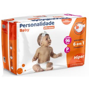 Fraldas Descartáveis Personalidade Baby Ultrasec Tamanho P com 96 Unidades